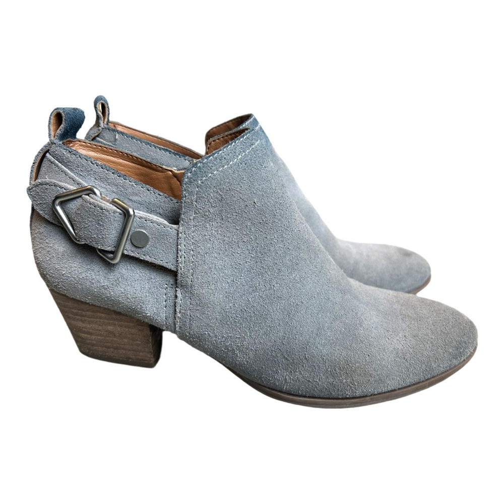 Franco Sarto Garfield Grey Suede Ankle Boots Silver Buckle Women’s Size 6.5
